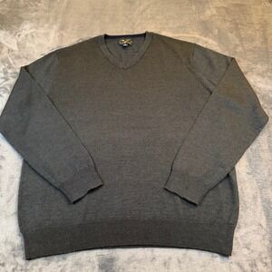 Club Room Merino Wool Blend V-Neck Sweater Charcoal Grey Mens Large 17845